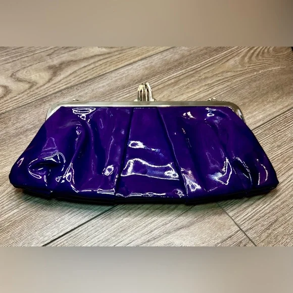 Christian Louboutin Miss Loubi Patent Leather Clutch on a Chain in Purple